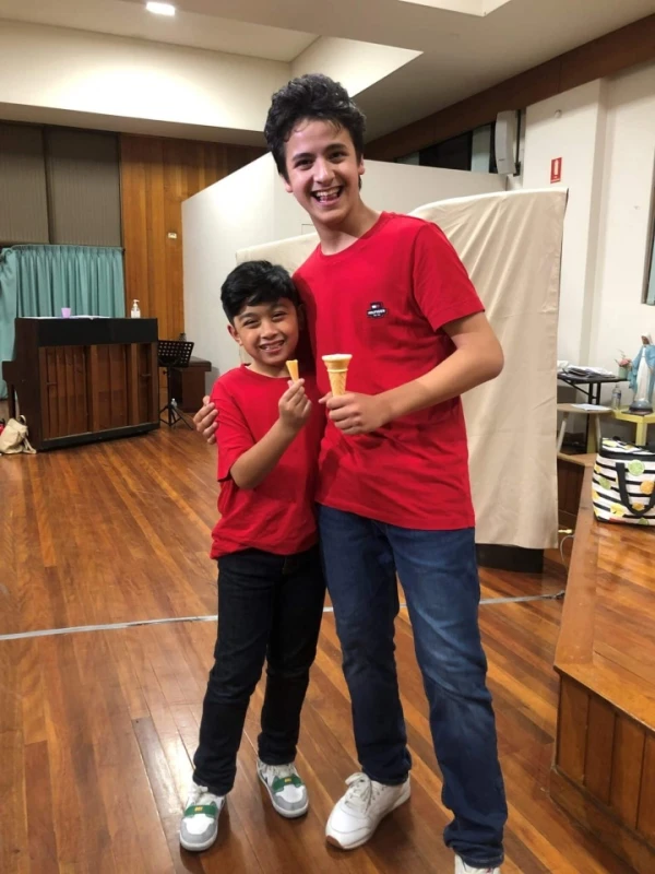 Gabriel Rovero (left) played young Carlo Acutis and Christopher La Rosa (right) played teenage Carlo Acutis in their parish's play about Carlo Acutis, "Highway to Heaven" in Sydney, Australia. Credit: Courtesy of St. Joachim Parish, Sydney, Australia