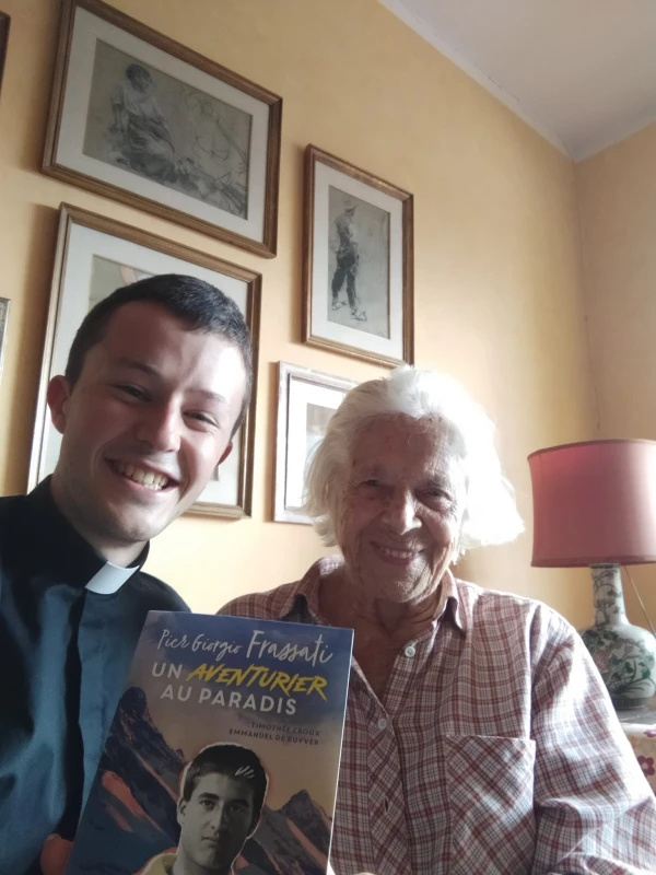 The young seminarian with Wanda Gawronska, Pier Giorgio Frassati's niece. Credit: Courtesy of Timothée Croux
