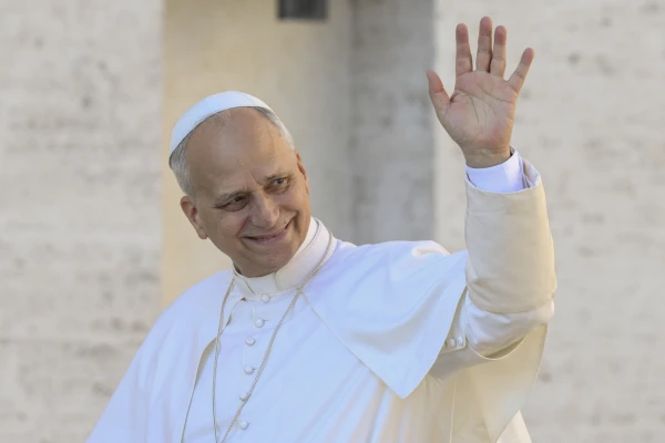 Pope Leo XIV greets a crowd during a jubilee audience in St. Peter's Square at the Vatican, Saturday, Sept. 6, 2025. Credit: Vatican Media