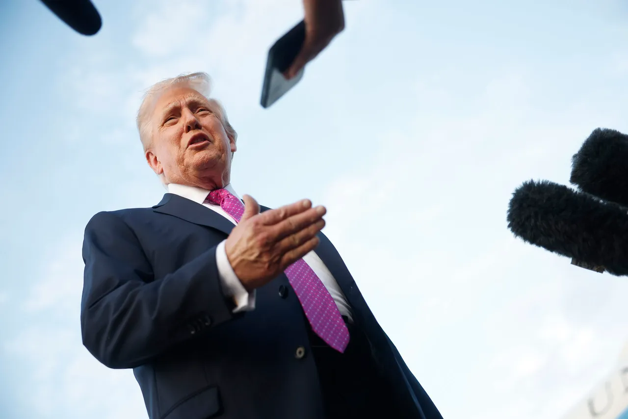 MORRISTOWN, NEW JERSEY - SEPTEMBER 14: U.S. President Donald Trump speaks to reporters before boarding Air Force One at Morristown Airport on September 14, 2025 in Morristown, New Jersey. Trump is returning to Washington, DC after a trip to New York and his golf club in Bedminster, New Jersey. (Photo by Kevin Dietsch/Getty Images)