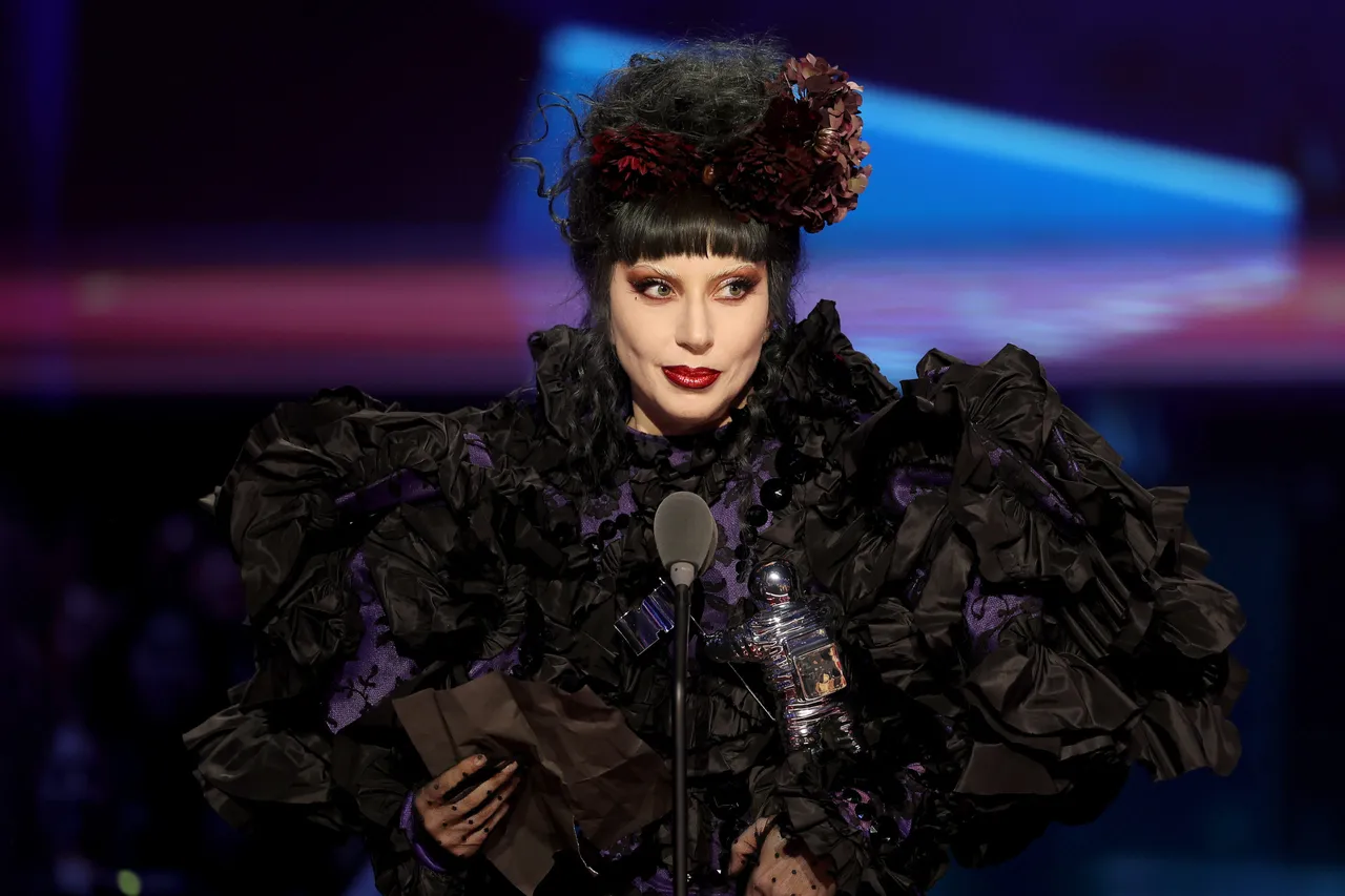ELMONT, NEW YORK - SEPTEMBER 07: Lady Gaga accepts the “Artist of the Year” award onstage during the 2025 MTV Video Music Awards at UBS Arena on September 07, 2025 in Elmont, New York. (Photo by Manny Carabel/Getty Images for MTV)