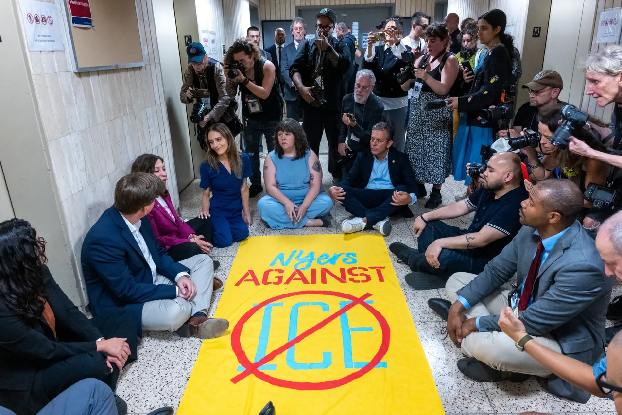 Immigration Activists Stage Protest Against ICE Outside NYC's Immigration Court