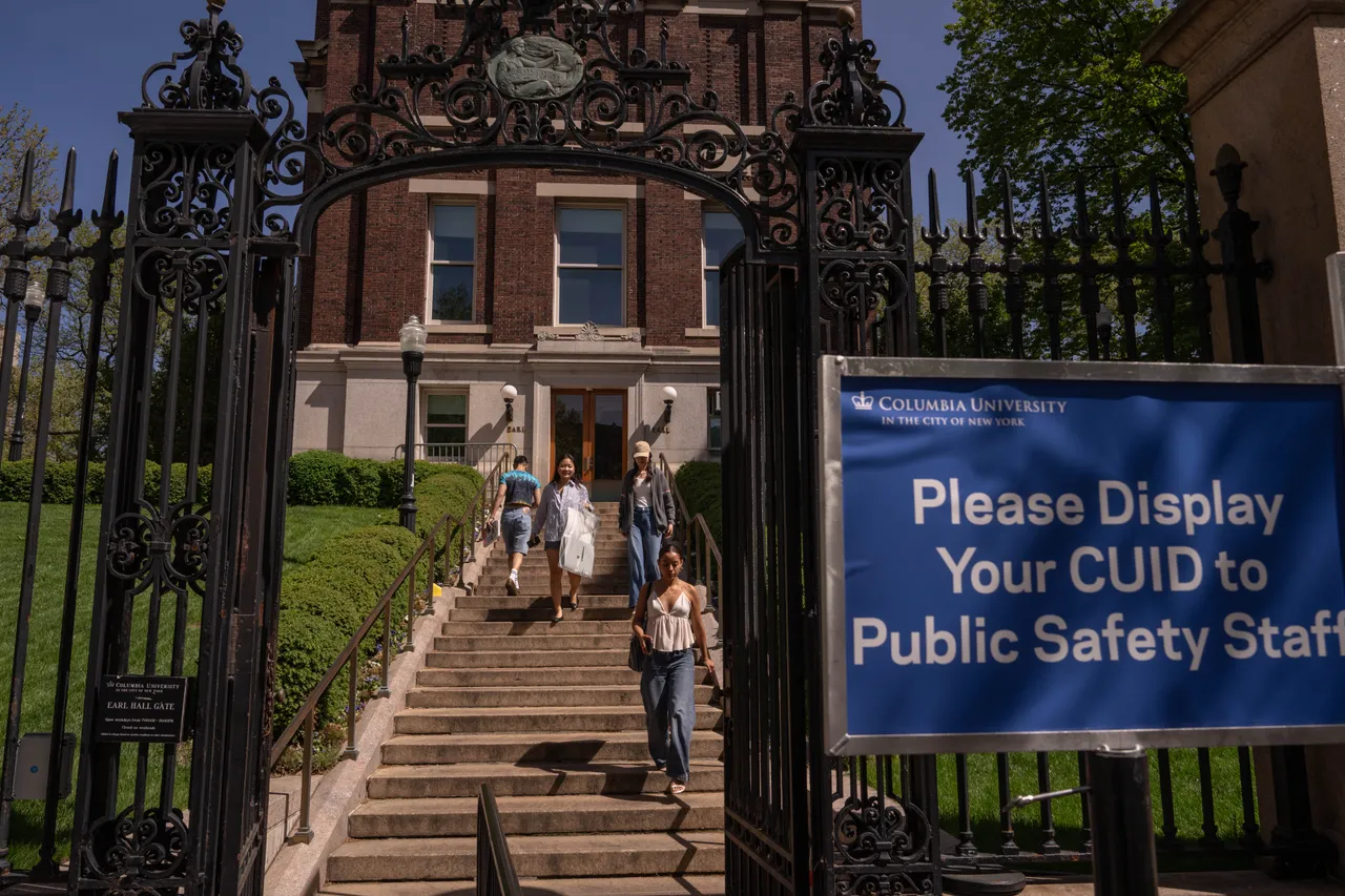 NEW YORK, NEW YORK - APRIL 30: People use an entrance and exit at Columbia University on April 30, 2025 in New York City. Columbia University student Mohsen Mahdawi, who was taken into custody by immigration agents following his naturalization interview in Vermont, has been released on judges orders from detention as legal proceedings continue. (Photo by Adam Gray/Getty Images)