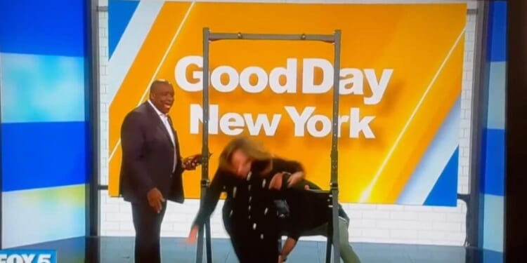 Morning anchor attempts pull-up, ends up falling flat on her face on live television