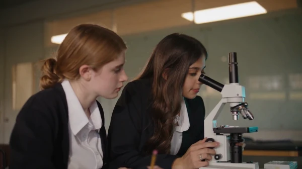 Students during science class at the Chesterton Academy of Milwaukee in 2024. Chesterton features a science program 