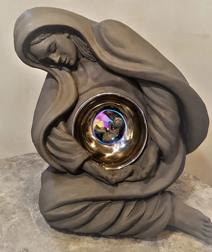 A rendering of the Blessed Virgin Mary carrying the unborn Jesus. Credit: Courtesy of Timothy Schmalz