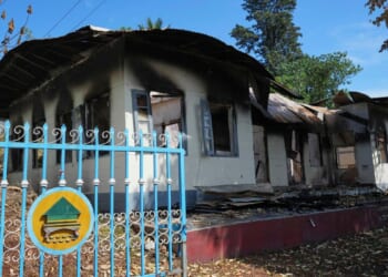 As both sides in civil war vie for control, a Myanmar town lies in shambles