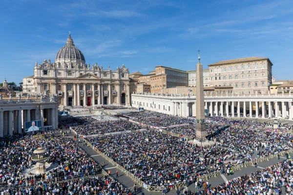 An estimated 70,000 people were present in St. Peter's Square by the end of the canonization Mass on Oct. 19, 2025, according to the Vatican. Daniel Ibáñez/EWTN