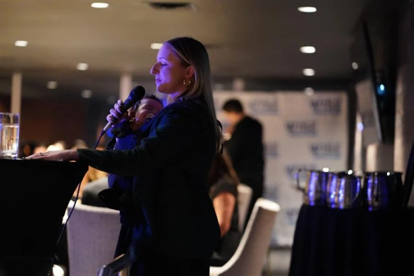 Rachael Isaac presents at an event for WISE Pittsburgh (Women In Sports and Events) in November 2024. Credit: Photo courtesy of Catholic Counselors