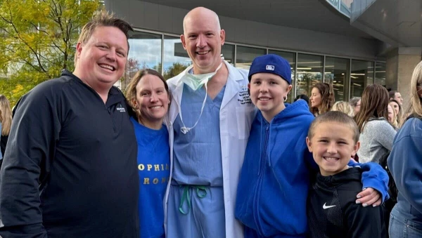 Sophia Forchas smiles with her family and neurosurgeon Dr. Walt Galicich on Oct. 23, 2025. Credit: Photo courtesy of the Forchas family