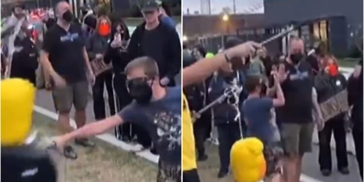 Adults encourage young children to stab and beat effigy of President Trump at No Kings rally