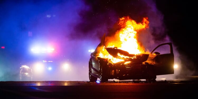Blue City Pro-Palestine Protest Turns Violent, Police Cruiser Set Ablaze, 13 Arrested [WATCH]