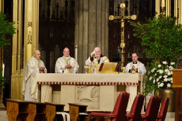 Cardinal Seán O’Malley, the recently retired Cardinal of Boston, presided at the Mass and gave the homily before the Eucharistic Procession began. Credit: Zach Fiedler/Napa Institute