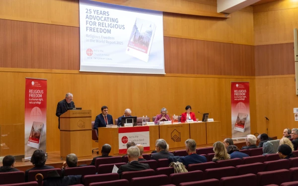 Presentation of ACN's report on religious freedom worldwide on Oct. 21, 2025. Credit: Daniel Ibañez/EWTN News