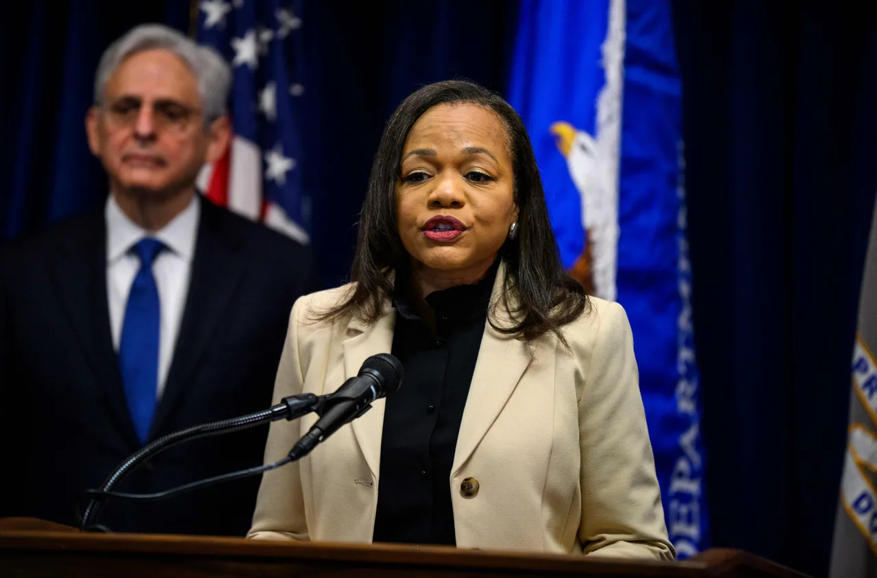 US Attorney General Merrick B. Garland (L) looks on as Assistant Attorney General Kristen Clarke of the Justice Department's Civil Rights Division addresses the findings of a Justice Department investigation into the Minneapolis Police Department during a press conference in Minneapolis, Minnesota on June 16, 2023. (Photo by Stephen Maturen/AFP via Getty Images)