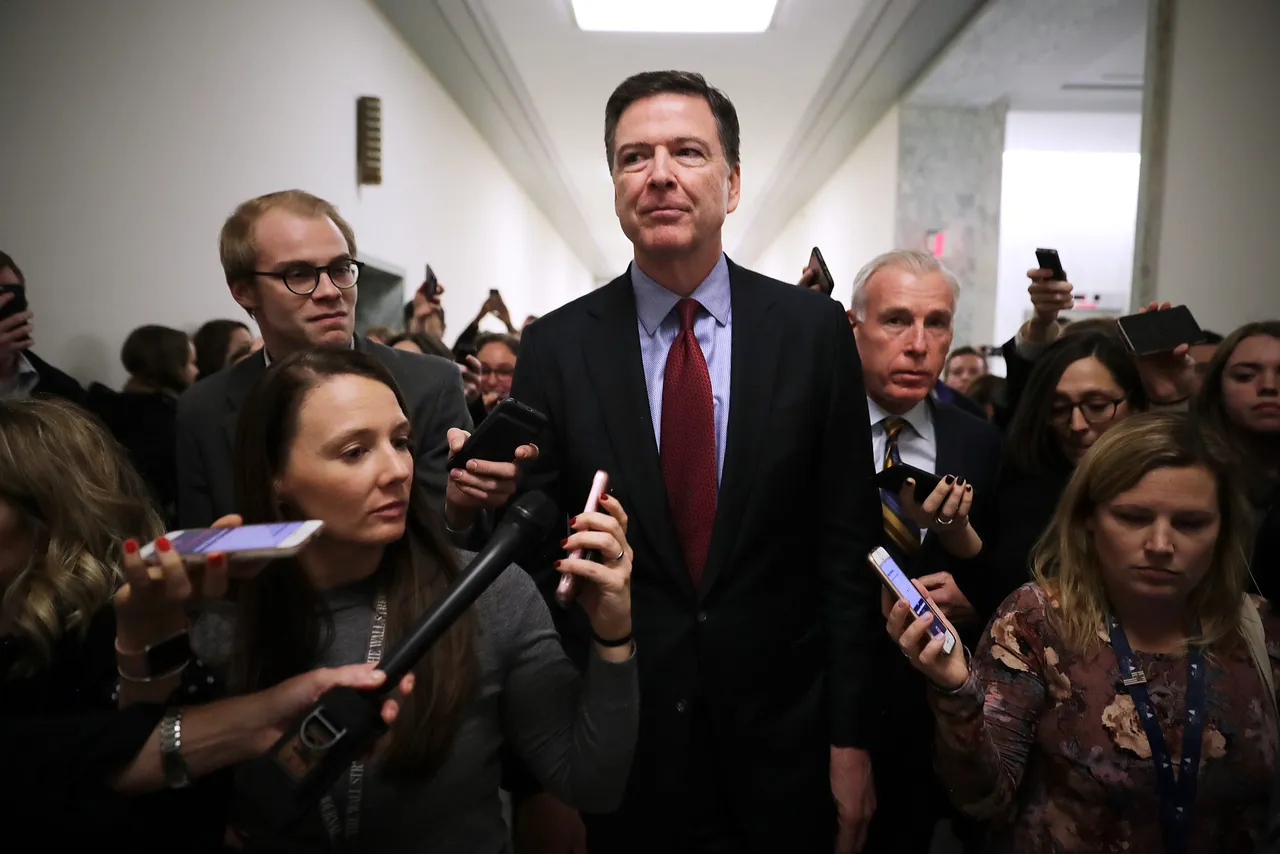 WASHINGTON, DC - DECEMBER 07: Former Federal Bureau of Investigation Director James Comey is surrounded by reporters after testifying to the House Judiciary and Oversight and Government Reform committees at the Rayburn House Office Building on Capitol Hill December 07, 2018 in Washington, DC. With less than a month of control of the committees, House Republicans subpoenaed Comey to testify behind closed doors about investigations into Hillary Clinton’s email server and whether President Trump’s campaign advisers colluded with the Russian government to steer the outcome of the 2016 presidential election. (Photo by Chip Somodevilla/Getty Images)