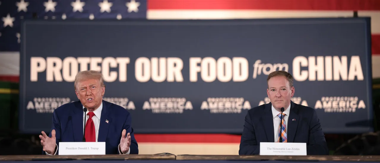 Republican presidential nominee, former U.S. President Donald Trump, (L) speaks on during a campaign stop to address Pennsylvanians who are concerned about the threat of Communist China to U.S. agriculture at the Smith Family Farm September 23, 2024 in Smithton, Pennsylvania. (Photo by Win McNamee via Getty Images)