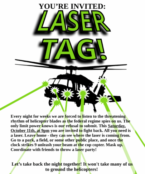 An anarchist website encourages people to aim lasers at federal helicopters on Oct. 8, 2025 amid protests against the Trump administration in Portland, Oregon. (Image credit: Screenshot/Rose City Counter-Info)