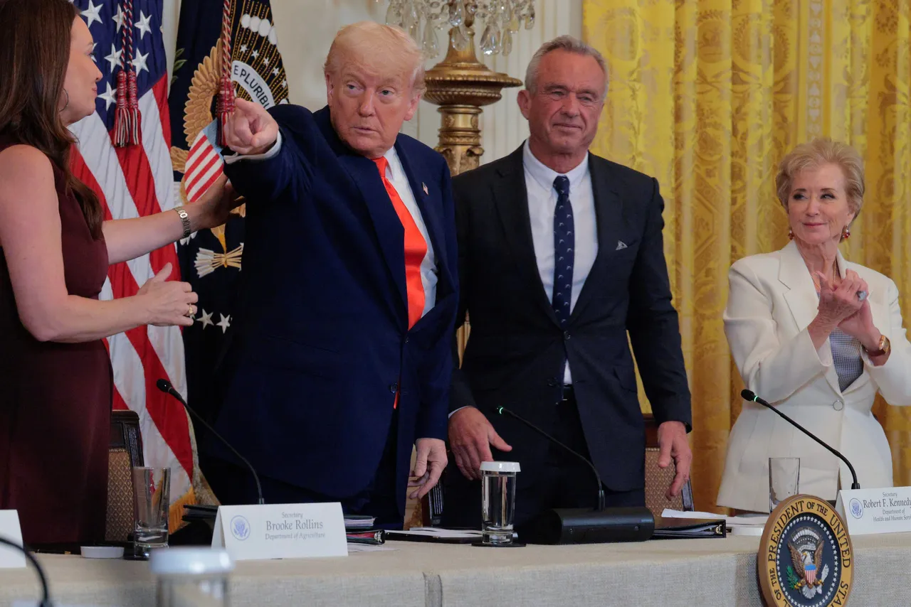 WASHINGTON, DC - MAY 22: (L-R) Agriculture Secretary Brooke Rollins, U.S. President Donald Trump, Health and Human Services Secretary Robert F. Kennedy Jr. and Education Secretary Linda McMahon attend and release event for a new Make America Healthy Again Commission report in the East Room of the White House on May 22, 2025 in Washington, DC. (Photo by Chip Somodevilla/Getty Images)