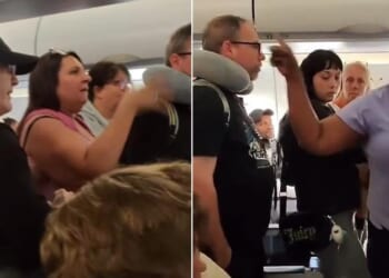 Woman refuses to let an entire plane full of passengers get off the plane and they are not having it