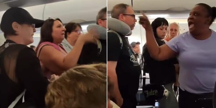 Woman refuses to let an entire plane full of passengers get off the plane and they are not having it