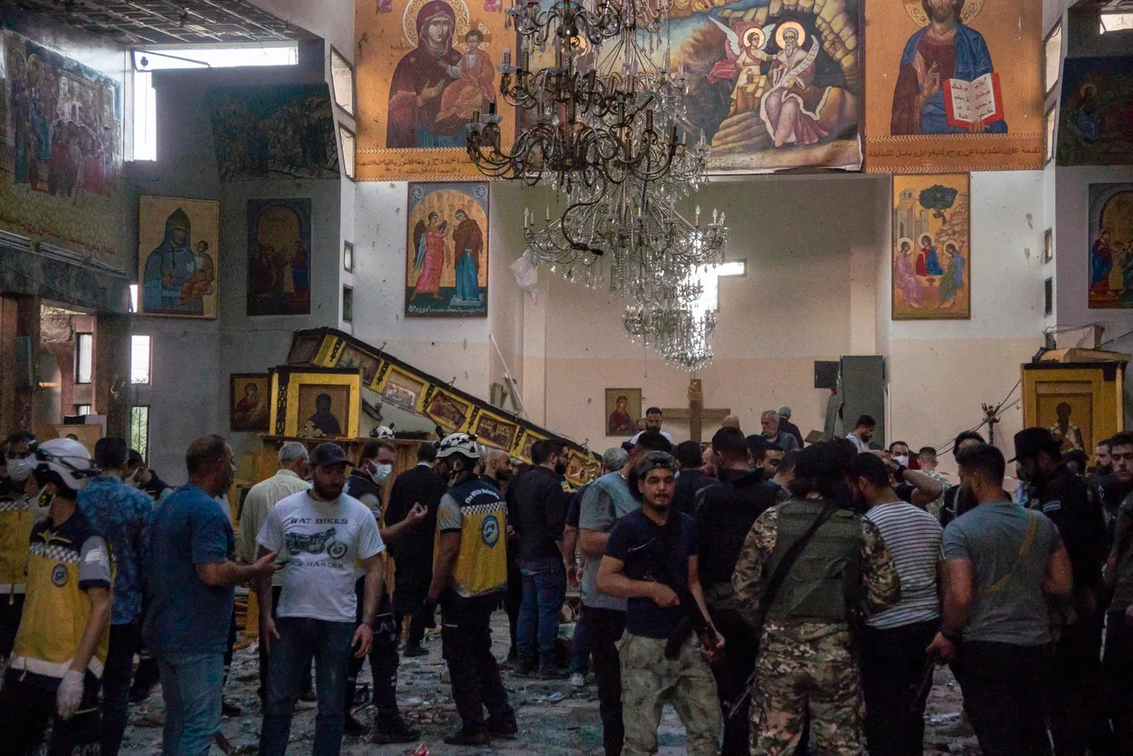 Security forces are on the scene where a suicide bomber, allegedly linked to ISIS, blew up his explosives in the Mar Elias Church on the outskirts of Damascus, Syria, on Sunday June 22, 2025. According to preliminary reports, 15 people were killed and several others were wounded as the result of the incident. (Photo by ANAGHA NAIR/Middle East Images/AFP via Getty Images)