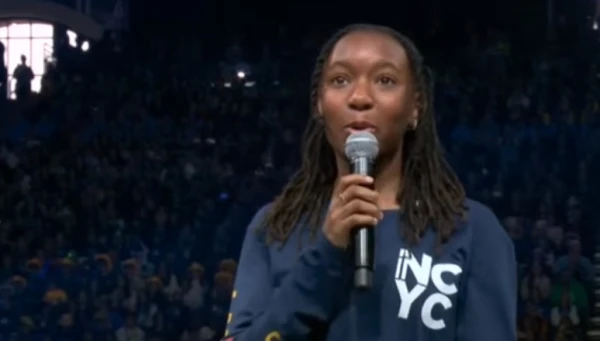 Mia Smothers answers a question by Pope Leo XIV at the National Catholic Youth Conference on Nov. 21, 2025. Credit: EWTN YouTube/Screenshot