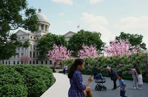 A 3D rendering of the Living Wall: Monument to the Unborn by the architect of the Living Wall, bringing to life the painted design by Arkansas artist Lakey Goff. Credit: Photo courtesy of Lakey Goff