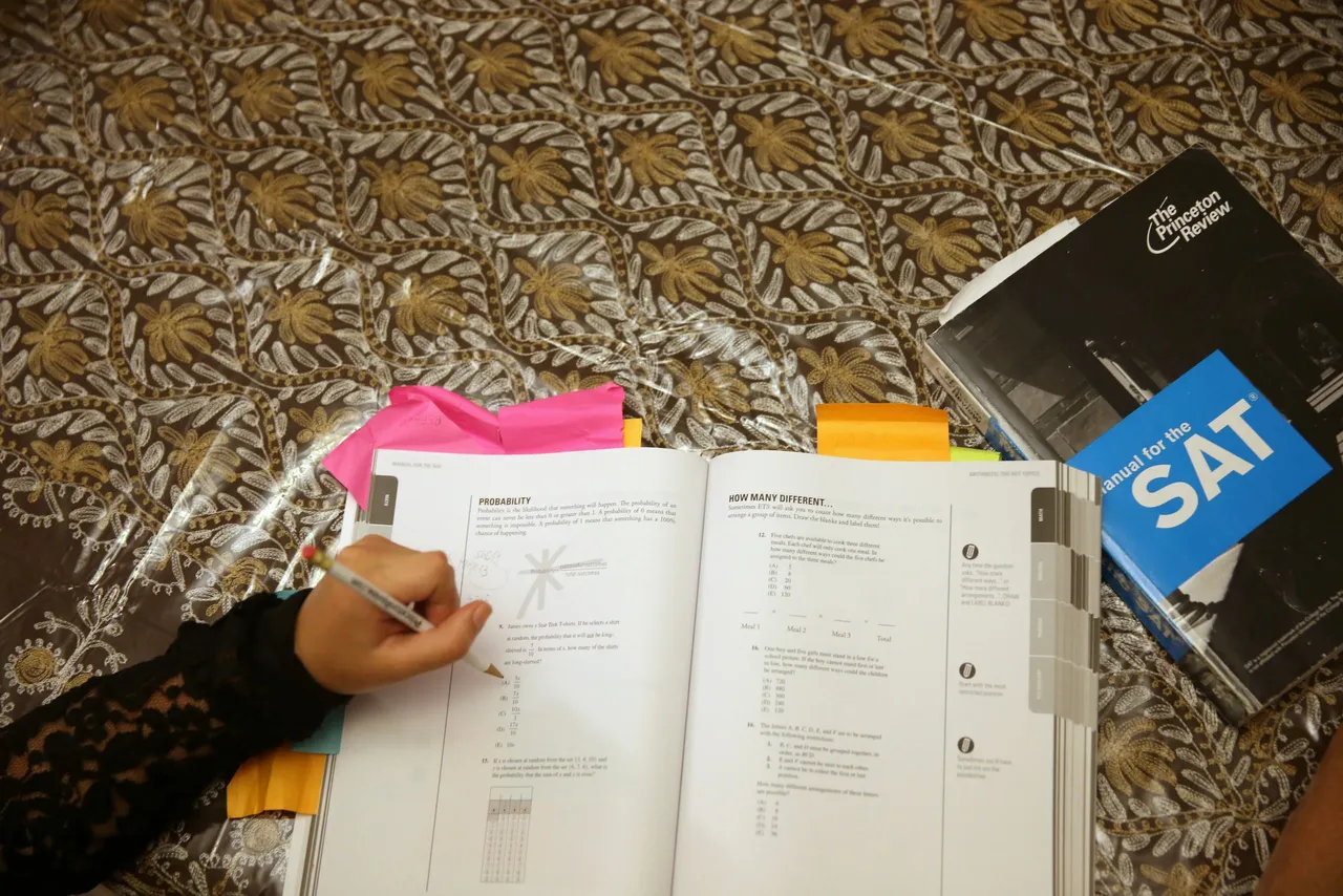 PEMBROKE PINES, FL - MARCH 06: Suzane Nazir uses a Princeton Review SAT Preparation book to study for the test on March 6, 2014 in Pembroke Pines, Florida. Yesterday, the College Board announced the second redesign of the SAT this century, it is scheduled to take effect in early 2016. (Photo by Joe Raedle/Getty Images)