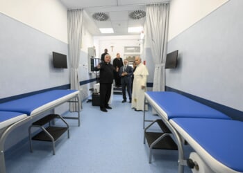 Pope Leo XIV visits new health clinic for the poor under St. Peter’s colonnade