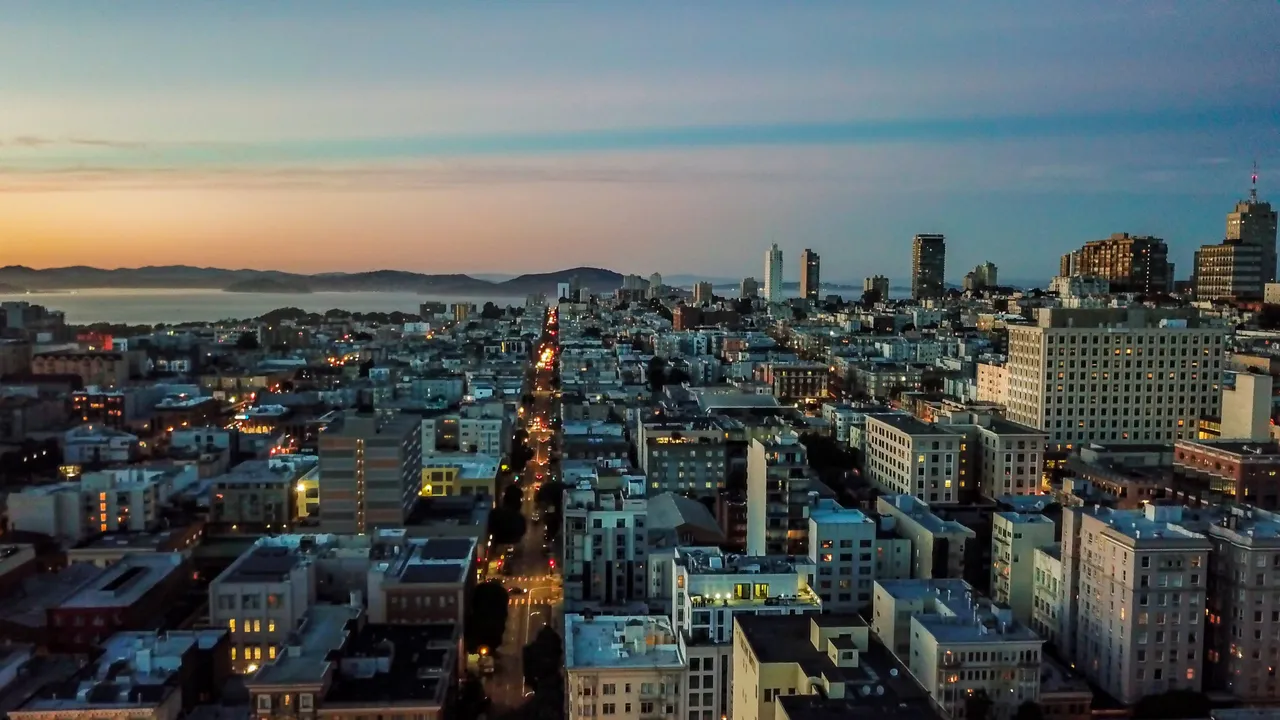 An aerial view above the Tenderloin at sunset. (Getty Images/ Diane Bentley Raymond)
