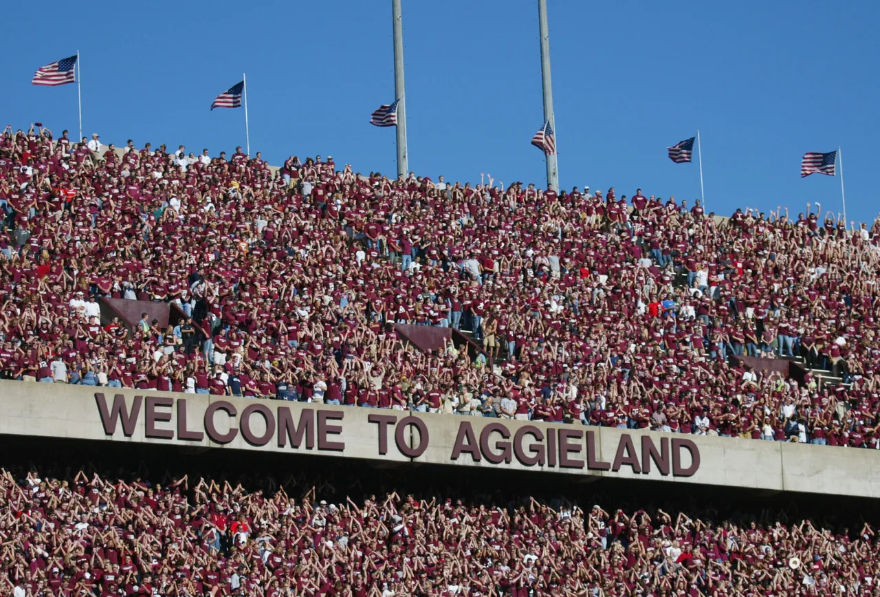 Texas Aggies fans, sometimes referred to as the 12th Man, watch the game against the University of Oklahoma Sooners on November 6, 2004 at Kyle Field in College Station, Texas.