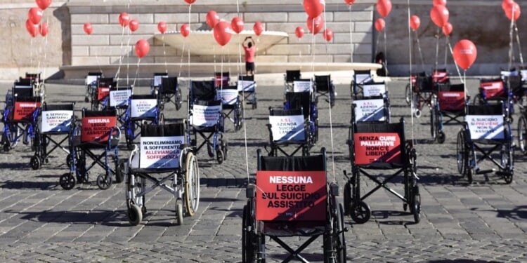 ‘Don’t kill me’: Empty wheelchairs dramatize campaign against assisted suicide in Italy
