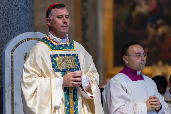 Lithuanian Cardinal Rolandas Makrickas, archpriest of the Basilica of St. Mary Major, celebrates Mass on Aug. 5, 2025, to mark the anniversary of the dedication of the Marian basilica. Credit: Daniel Ibañez/CNA