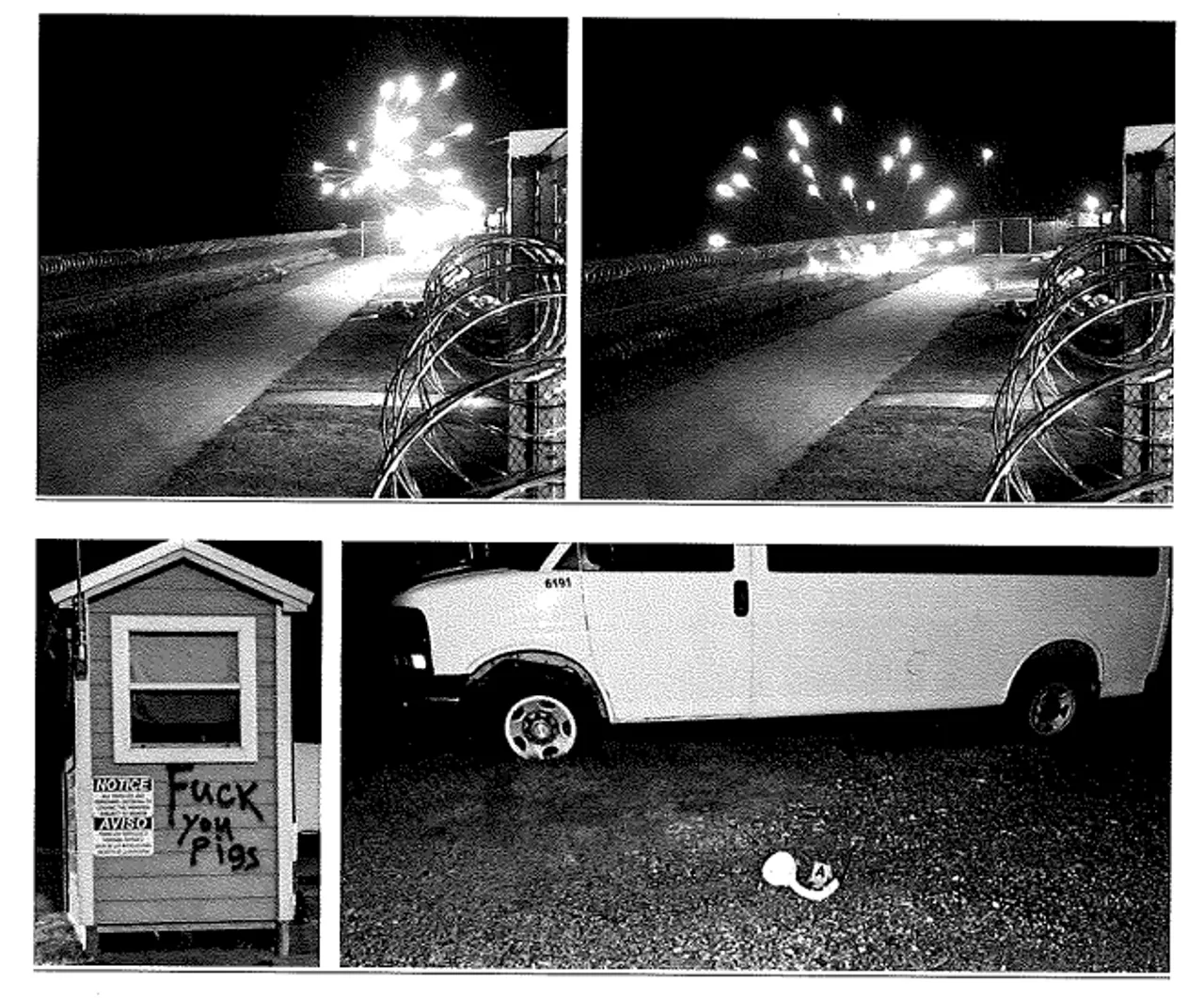 Surveillance images show fireworks thrown during an Antifa-linked terrorist attack on July 4 in Alvarado, Texas. (Image courtesy of the Department of Justice)