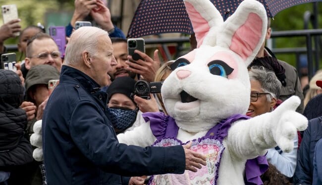 Bunny Mask Hilariously SLIPS As Harpy Who Dressed Up to Babysit Joe Biden on Easter Snarks on Trump's Age – Twitchy