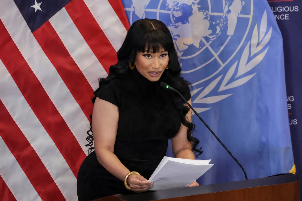 Trinidadian-US rapper Nicki Minaj speaks during the panel discussion 