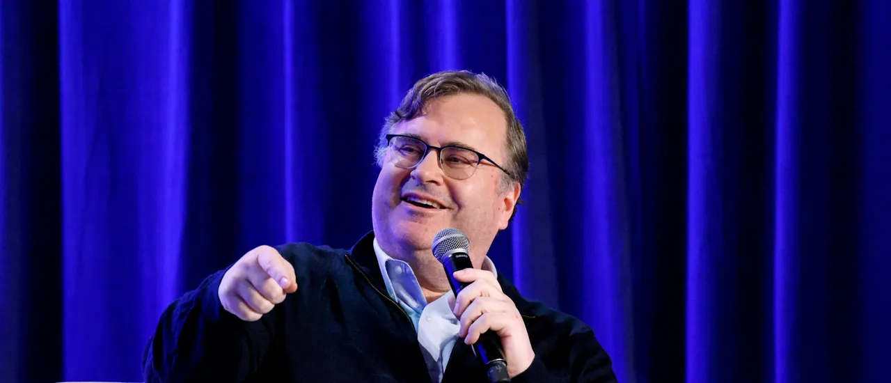 Reid Hoffman speaks onstage in December 2023 in San Francisco, California. (Photo by Kimberly White/Getty Images for WIRED)