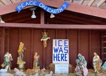 Parish Erects Nativity Scene With Jesus Replaced by ‘ICE Was Here’ Sign; Christ Child in Zip-Ties – Twitchy