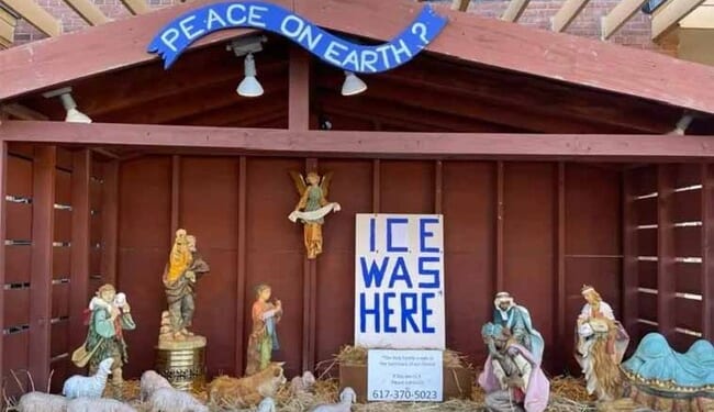 Parish Erects Nativity Scene With Jesus Replaced by ‘ICE Was Here’ Sign; Christ Child in Zip-Ties – Twitchy