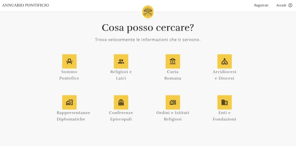 Screenshot of the homepage of the digital version of the Pontifical Yearbook. 