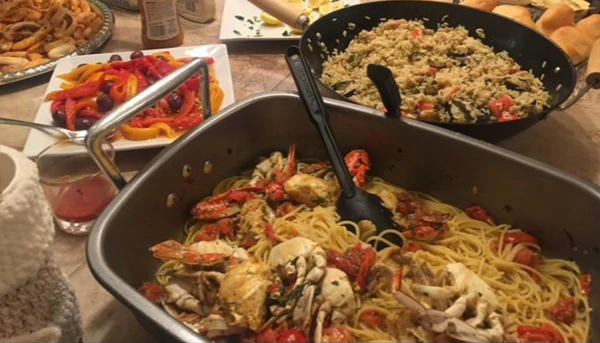 A traditional pasta dish served on Christmas Eve for the Feast of the Seven Fishes. Credit: Francesca Pollio Fenton/CNA