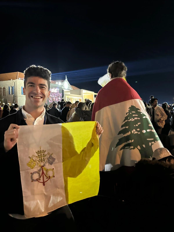 Joseph Karam is a young Lebanese-American who traveled to Lebanon for the first time for Pope Leo XIV’s visit to the country Nov. 30 to Dec. 2, 2025. Credit: Photo courtesy of Joseph Karam