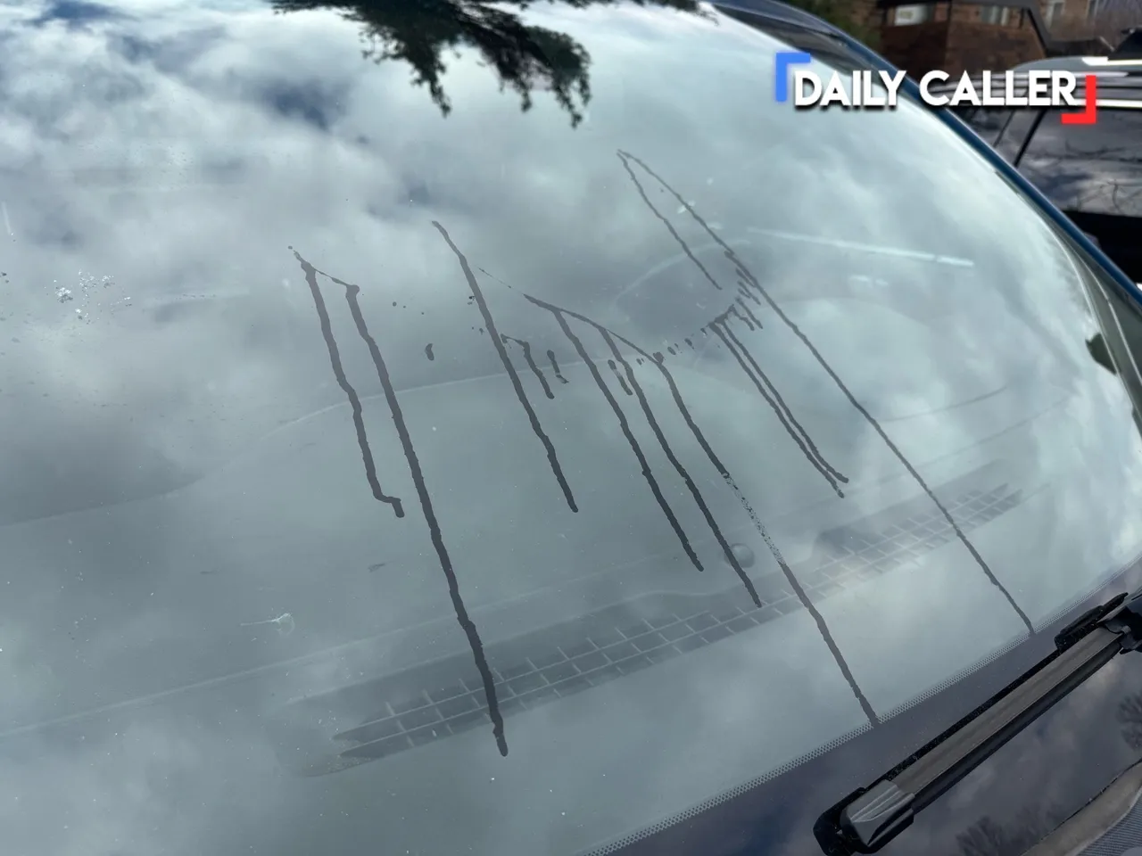 Ink spread on Mills car in the attack. [Photo Credit: Jason Mills]