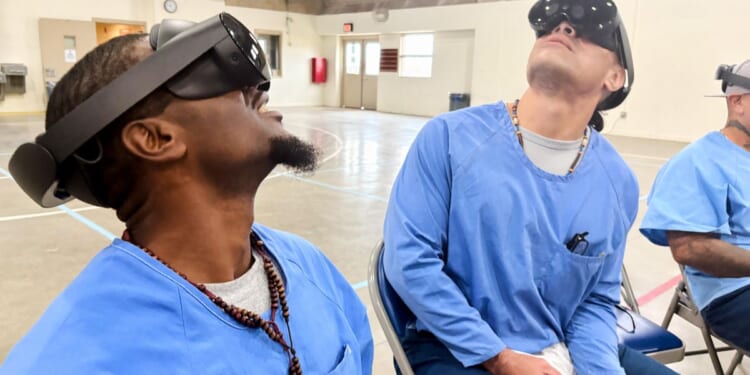 Virtual reality headsets offering escape and practical experience for California prisoners