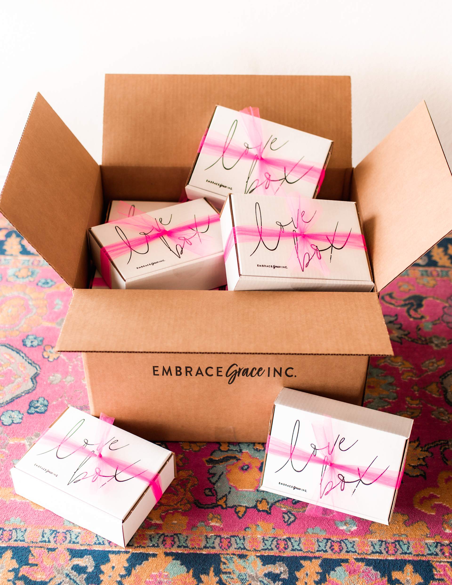 Love Boxes are given to women at pregnancy centers after they find out they’re pregnant and are in search of support. | Credit: Embrace Grace