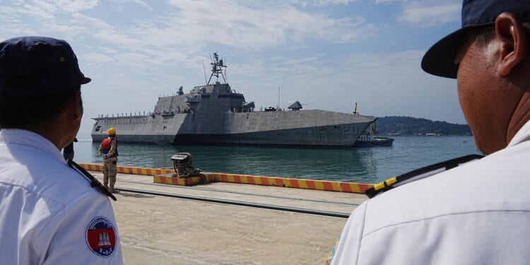 USS Cincinnati making a friendship visit to Cambodia's Ream Naval Base upgraded with China's help