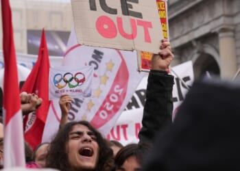 Demonstrators in Milan protest ICE unit at Winter Olympics