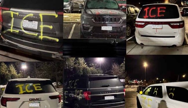 At Least 11 Alleged ICE Vehicles Vandalized at Minneapolis Hotel Overnight – Twitchy