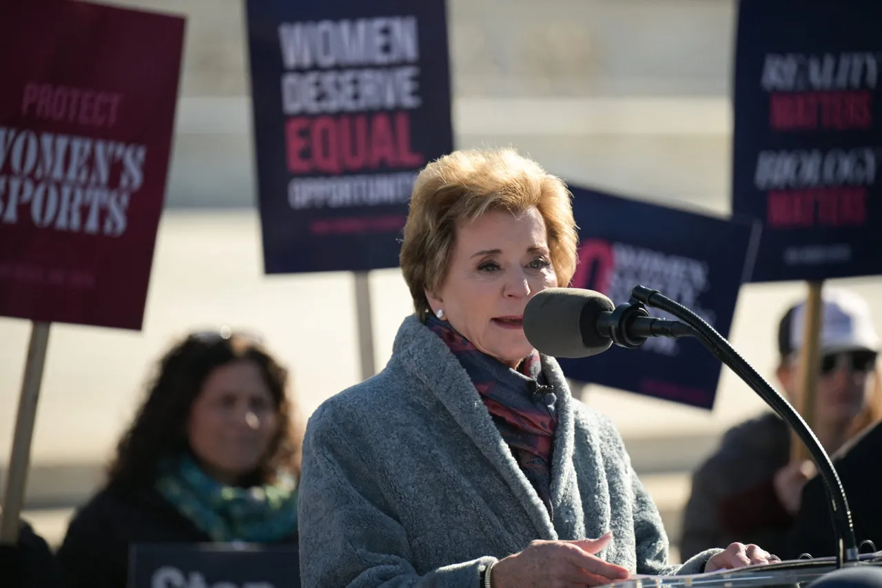 US Secretary of Education Linda McMahon speaks outside the US Supreme Court as justices hear arguments in challenges to state bans on transgender athletes in women's sports on January 13, 2026, in Washington, DC. The US Supreme Court on January 13 wades into the hot-button issue of transgender athletes in girls' and women's sports. The conservative-dominated court is to hear challenges to state laws in Idaho and West Virginia banning transgender athletes from female competition. More than two dozen US states have passed laws in recent years barring athletes who were assigned as male at birth from taking part in girls' or women's sports. (Photo by Oliver Contreras / AFP via Getty Images)